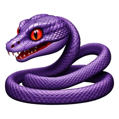 purple snake with glowing eyes and a sinister grin, scary and simple like the spider emoji sticker