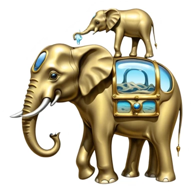 solarpunk steam-punk - surreal elephants from Salvador Dali's paintings in a dreamscape sticker