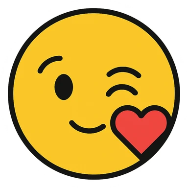 in love emoji, winking with a heart, modern icon style sticker