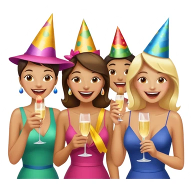 Woman laughing with a big group of friends sticker