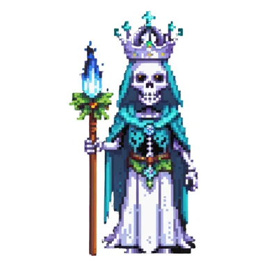 skeleton lich with crown and magical aura sticker