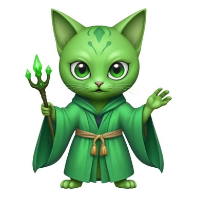 alien cat casting a spell sticker