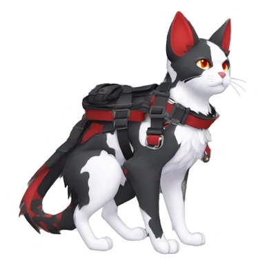 cool edgy black punk red ethereal fantasy nargacuga-bat-cat-Fakemon collar harness full body sticker