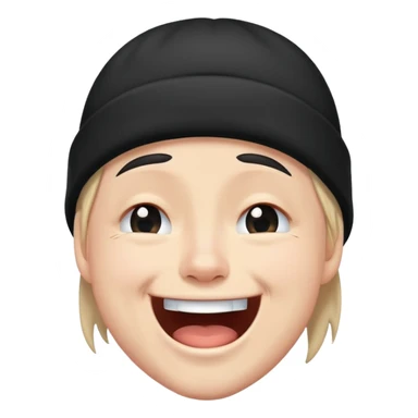Laughing while crying emoji wearing a black beanie sticker