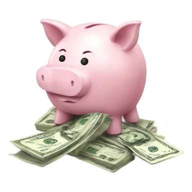 Piggy bank with dollar bills sticker