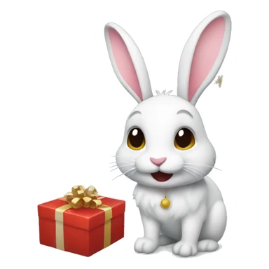 Rabbit with a present at Christmas sticker