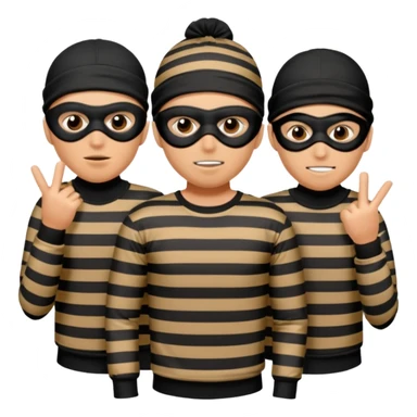 A 3 theif robbers emoji,Stripped shirt,eye mask, black head. sticker