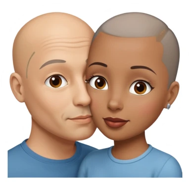 Bald man kissing brown  girl with short  grey hair sticker