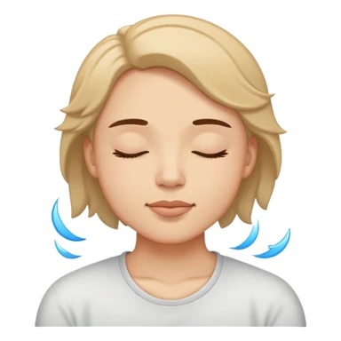 person relaxing with eyes closed enjoying a pleasurable breeze on their face sticker