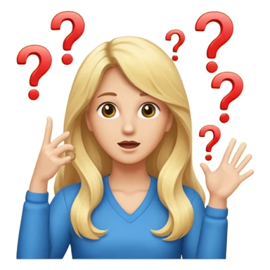 lady with long blonde hair throwing question marks in the air saying why sticker