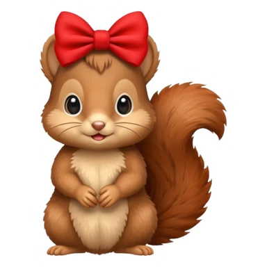 baby squirrel with a red bow sticker