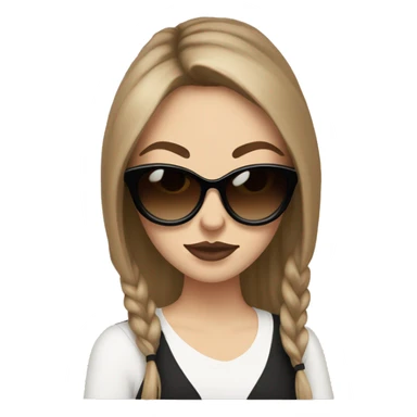White Girl with brown hair wearing black cat eye sunglasses beige tones  sticker