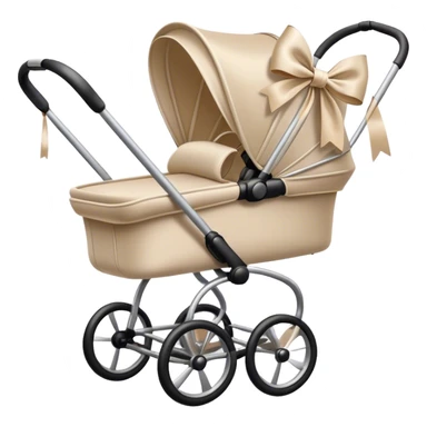 Elegant biege stroller with bow sticker