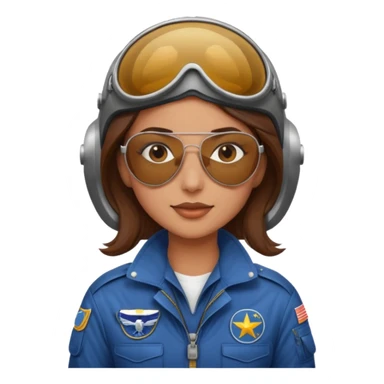 A female pilot with medium skin and tied-back brown hair sticker