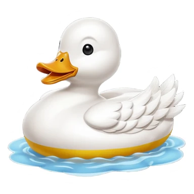 A duck wearing a rubber duck floaty sticker