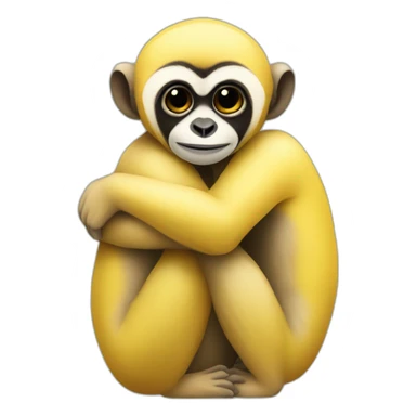 yellow gibbon hugging gibbon sticker
