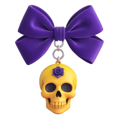 gothic bow, deep amethyst velvet, silver skull charm, black rose center, rich and gothic sticker