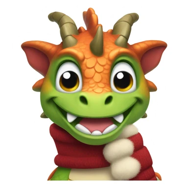 Happy dragon. Wearing mittens and earmuffs.  sticker
