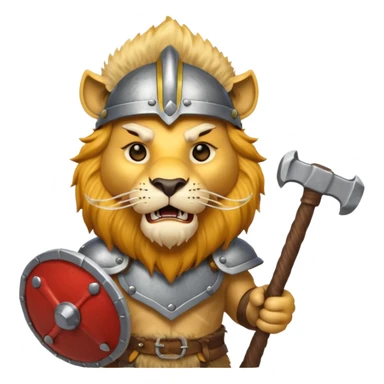 lion, viking helmet, hammer sticker