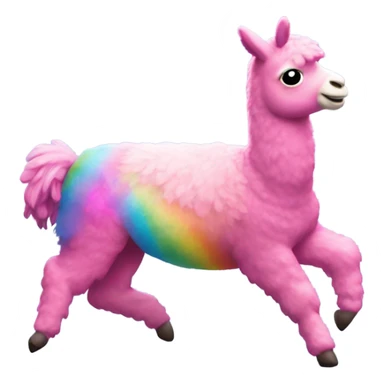 Pink llama jumping over a rainbow  sticker