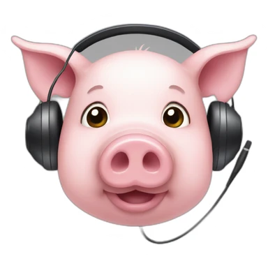 pig face with headset and microphone sticker