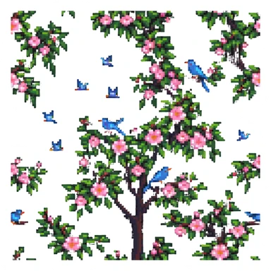 blooming tree with birds sticker