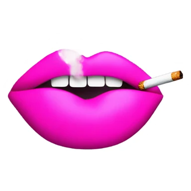 Neon pink lips are blowing smoke, and a cigarette is in her mouth sticker
