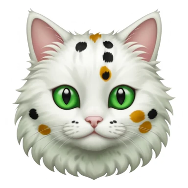 um gato branco com manchas pretas  olho preto e verde só manchas pretas corpo completo sticker
