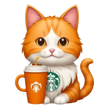 Cat whith cup from Starbucks sticker