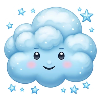 pastel blue cloud with sparkling stars sticker