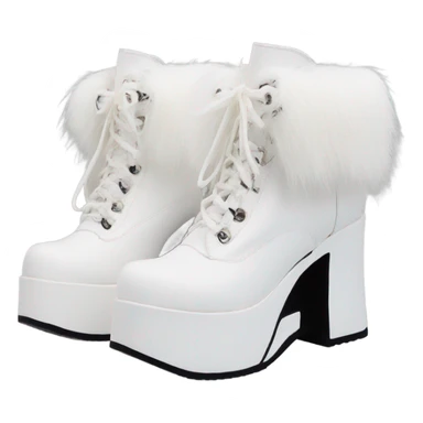Platform Demonia High boots white fur sticker
