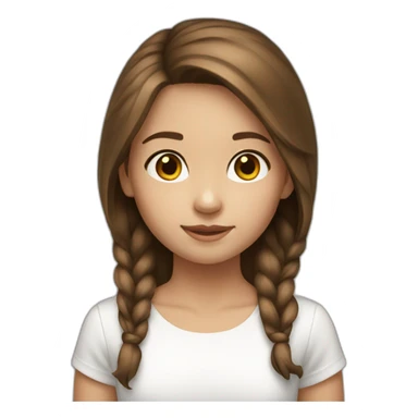 Kid Girl Brown hair white sticker