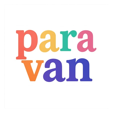colorful modern text image with the phrase 'para van' in the center, varied colorful fonts, no emoji or face sticker