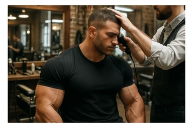 o'smirin bola qora futbolkada sartaroshxonada soch olayapti yuzi ko'rinmasin sticker