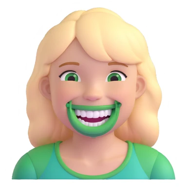 girl with green braces on her teeth smiling sticker