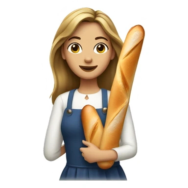 French girl with a baguette sticker