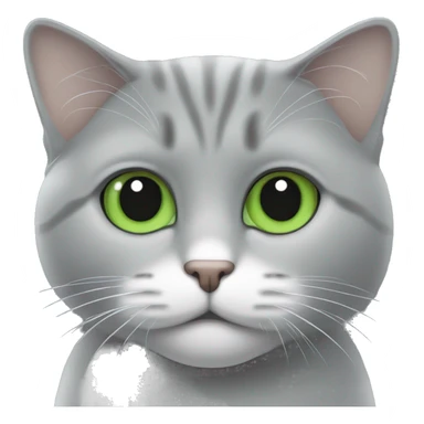 Chat trigré gris et blanc aux yeux vert  sticker