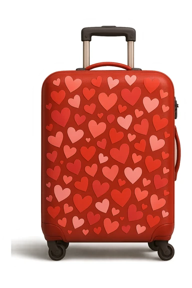 love-themed suitcase with heart stickers sticker