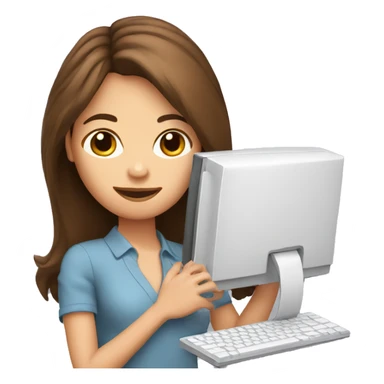 brown hair girl with a computer on her hand. marketing woman sticker