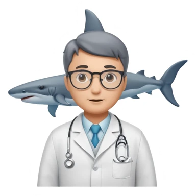 A whale with a shark’s fin dressed like a doctor sticker