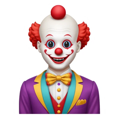 A white animatronic humanoid male clown mannequin sticker