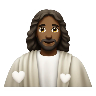 Black Jesus Christ with white hearts surrounding him sticker
