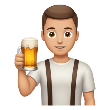 white guy, brunette crew cut hair, holding beer sticker