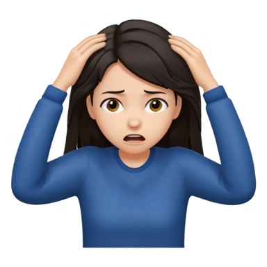 A girl pulling her hair sticker