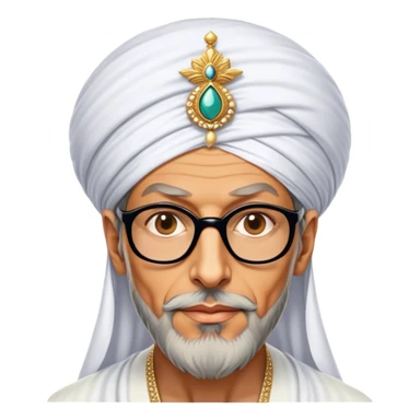 Jeff Goldblum no glasses as a regal portrait dressed as suleiman-the-magnificent,-depicted-as-a-regal-ottoman-sultan-adorned-with-a-large,-white,-round,-tall-turban-and-a-majestic-grey-beard,-his-commanding-gaze-bathed-in-warm,-historic-lighting-that-exudes-timel sticker