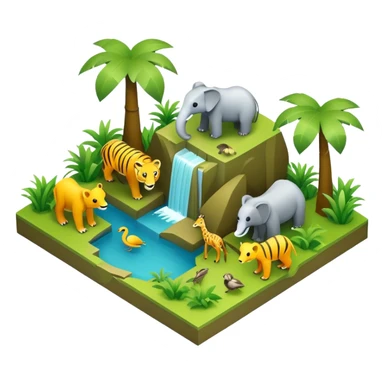 3d-isometric- jungle wildlife sticker
