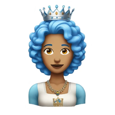 Queen emoji with blue hair sticker