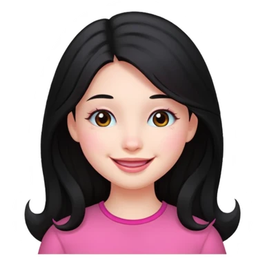 Clean girl long and black Hair and pink Cheek sticker