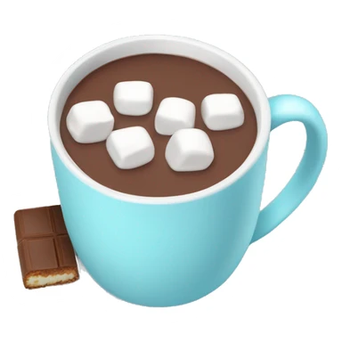 hot cocoa with marshmallows in a light blue mug isolates sticker