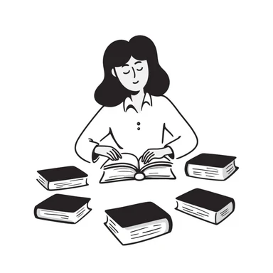 blonde woman with textbooks sticker